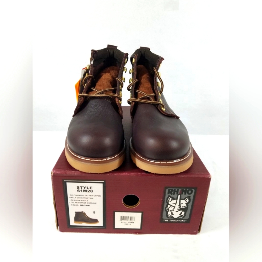 NEW Rhino Men's Style 61M28 Work Utility Brown Boots Size 9